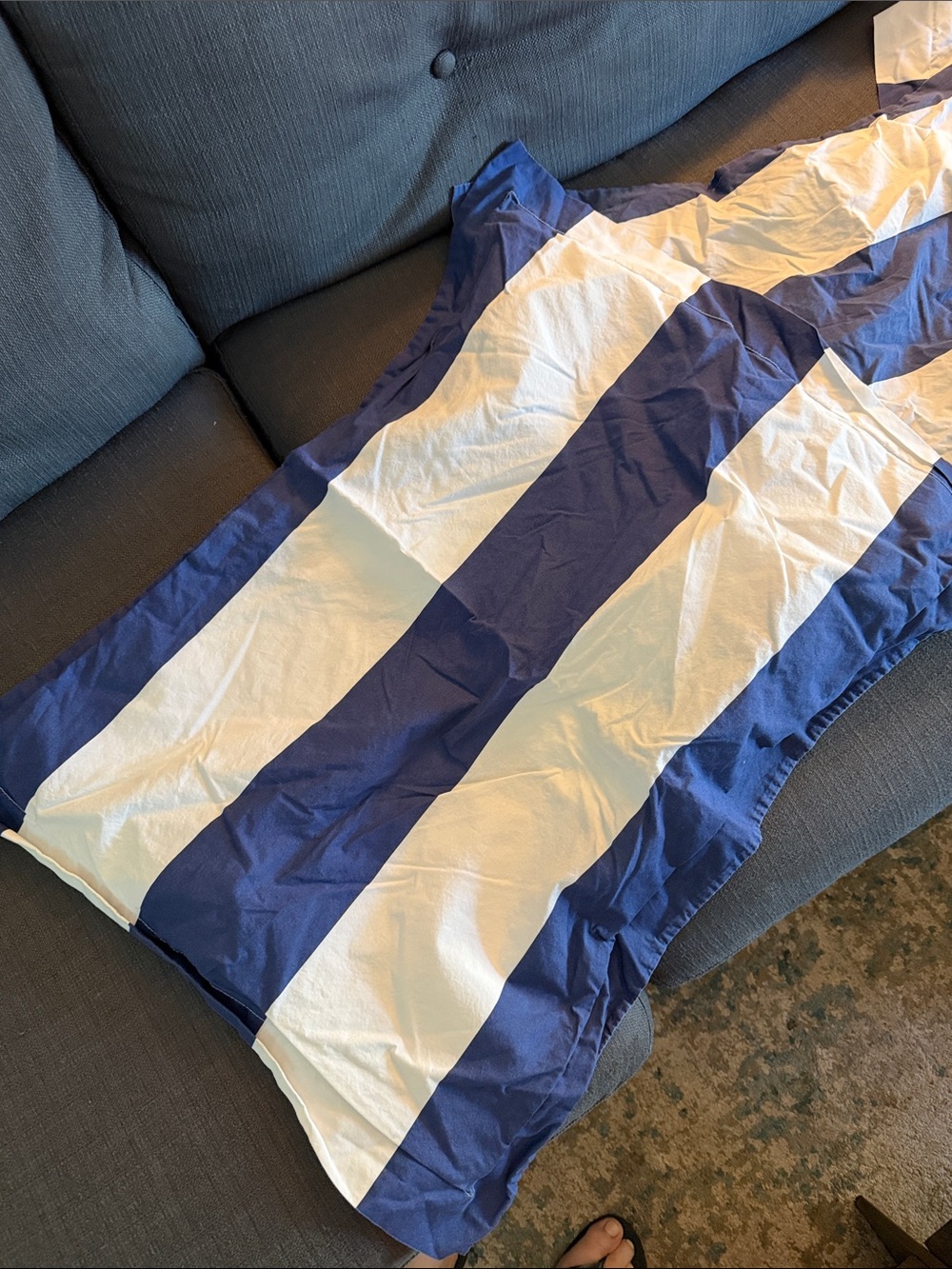 3 Pottery Barn Kids Blue and White Striped Pillow Shams